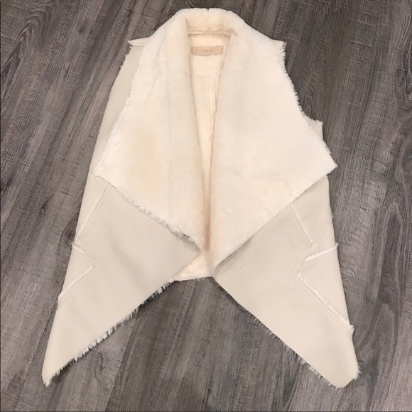 Blank Nyc Cream Faux Fur Wrap Vest